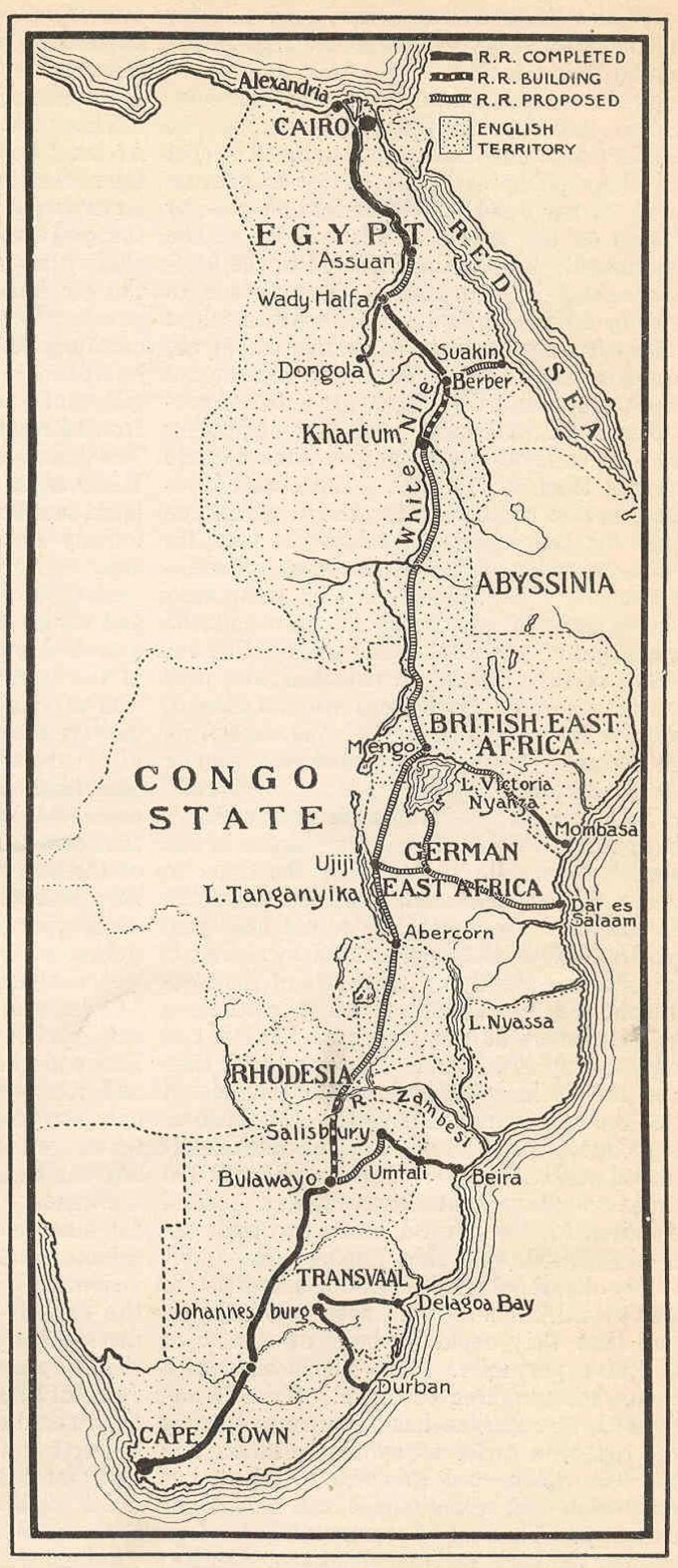Zemljevid cape v kairu železniški